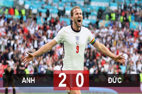 Kết quả Anh 2-0 Đức: Sterling và Kane đưa Anh vào tứ kết